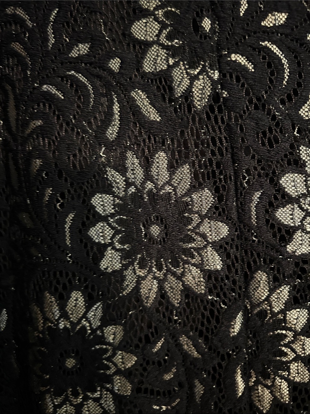 Tommy Hilfiger Black Lace Midi Dress with Gold Floral Accents - Picture 3 of 5
